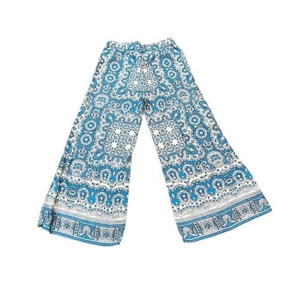 Feather Bone by Anthropologie Cropped Linen Palazzo Wide Leg Pants Size 0 - Picture 1 of 4